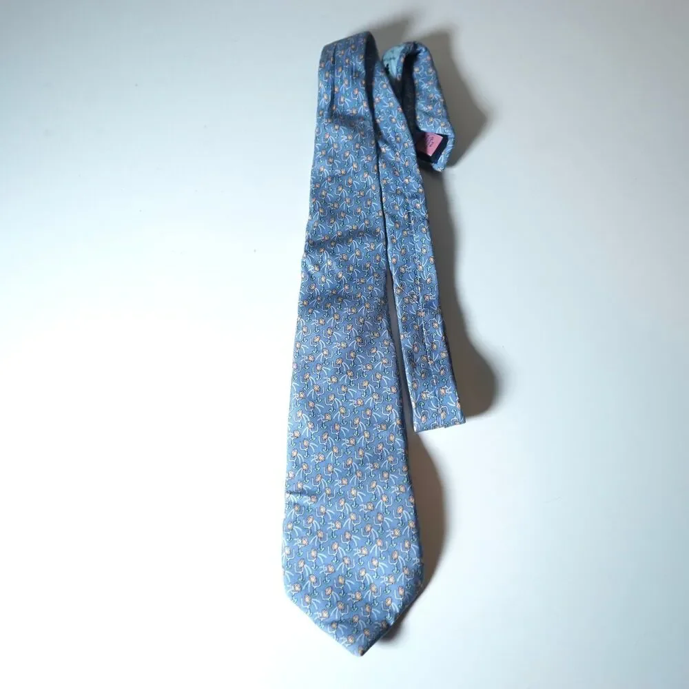 Vineyard Vines Neck Tie Blue Football Goalposts Field Goal Pattern Kids Short